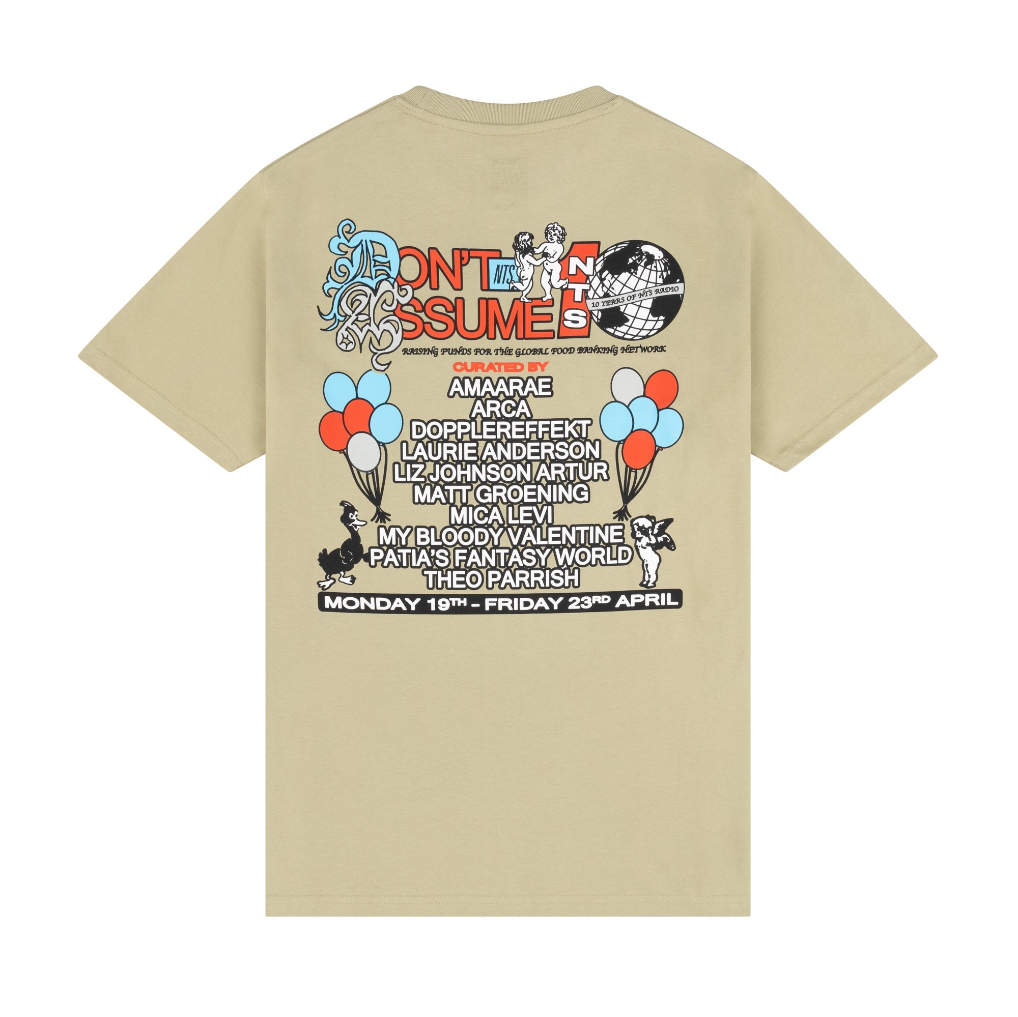 10TH BIRTHDAY LINEUP SAGE TEE - all profits to The Global FoodBanking Networ