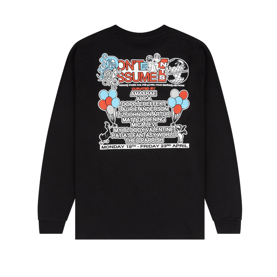 10TH BIRTHDAY LINEUP BLACK LONGSLEEVE TEE - all profits to The Global FoodBanking Network