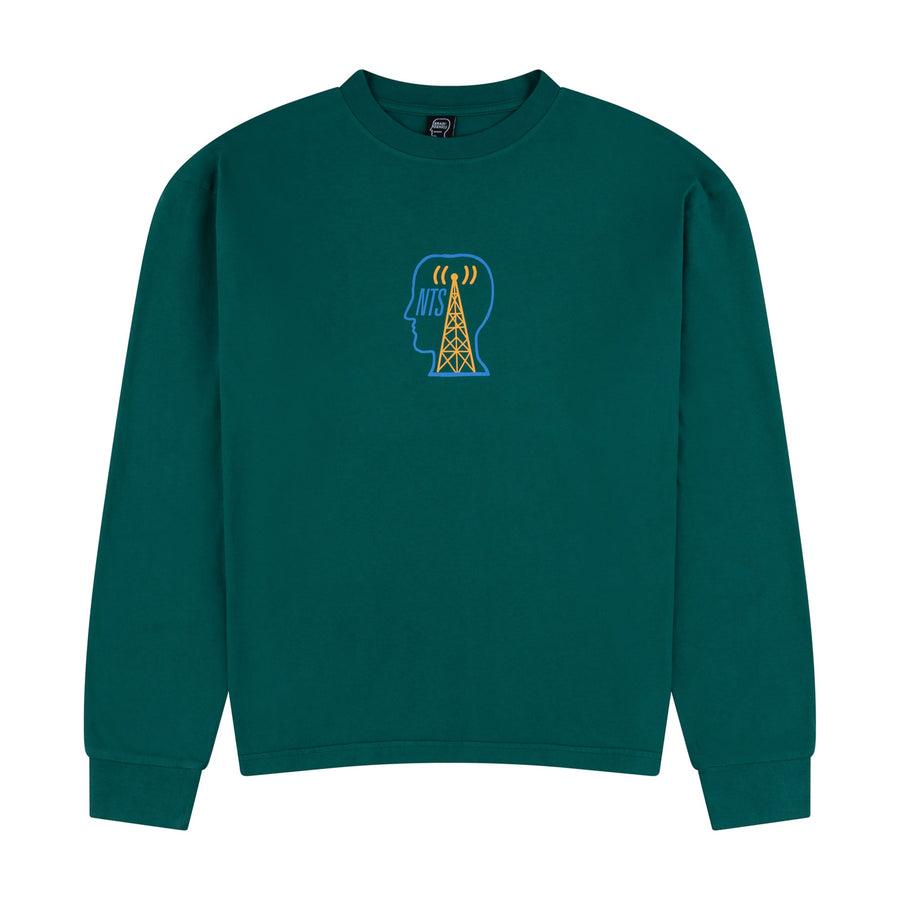 BRAIN DEAD X NTS LOGO GREEN LONGSLEEVE T-SHIRT