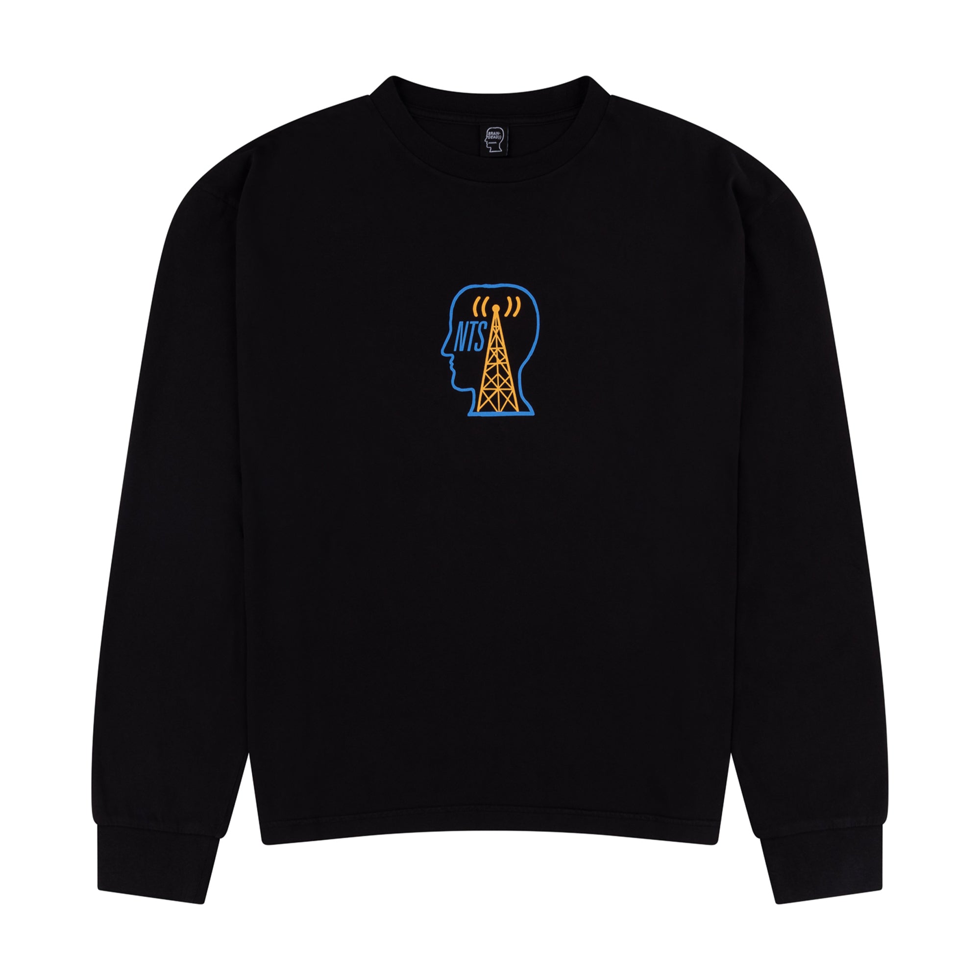 BRAIN DEAD X NTS LOGO BLACK LONGSLEEVE T-SHIRT