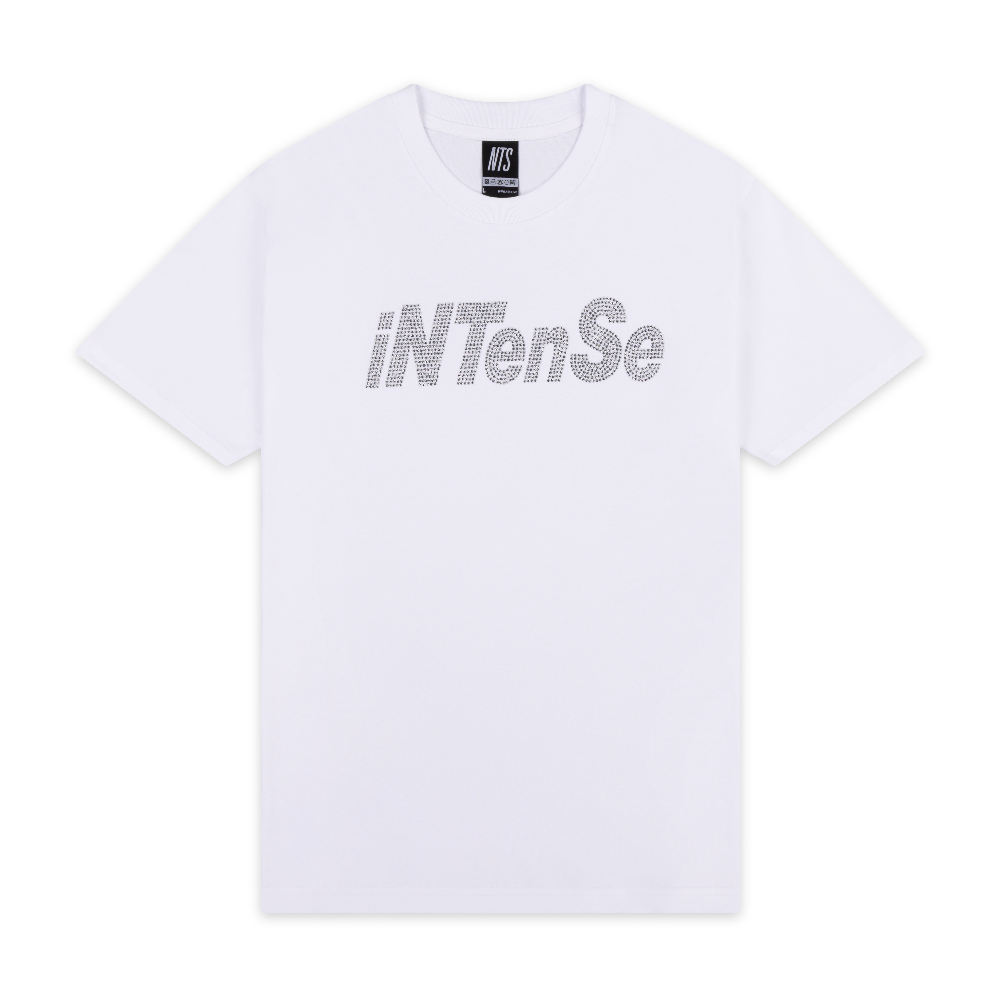 NTS RADIO - iNTenSe Rhinestone tee - white
