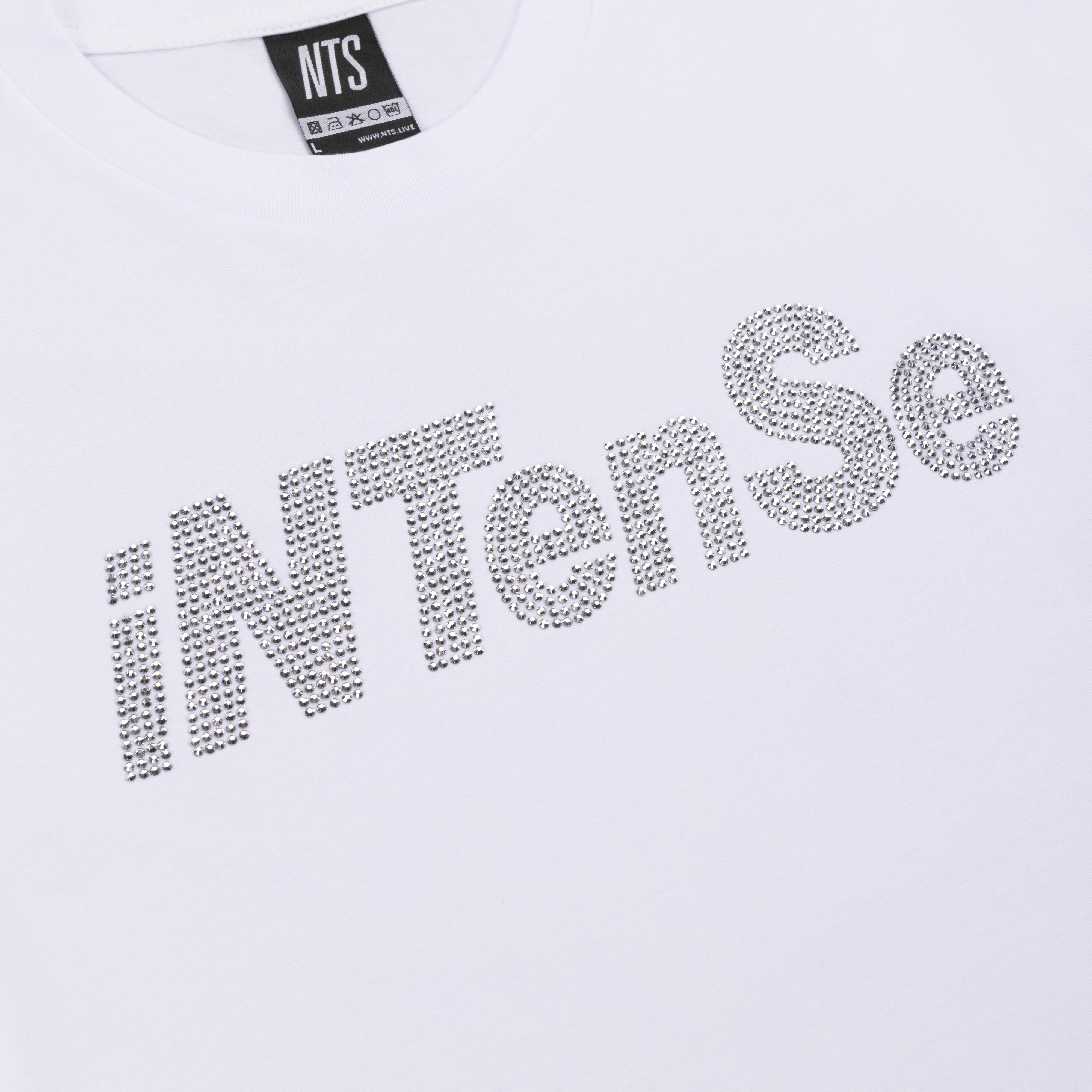 NTS RADIO - iNTenSe Rhinestone tee - white
